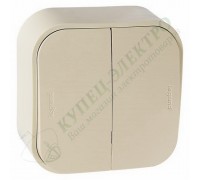 Выключатель двухклавишный, 10A, цвет: Слоновая кость (арт. 782232)