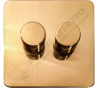 Светорегулятор двухклавишный проходной 250В. 500Вт LED 100Вт, серия Excellent, цвет Матовая латунь