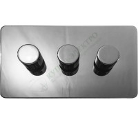 Светорегулятор трёхклавишный проходной 250В. 500Вт LED 100Вт, серия Excellent, цвет Полированая сталь