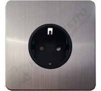 Розетка с заземлением и шторками 16А-250В, серия Excellent, цвет Матовая сталь