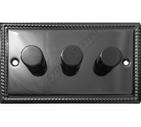 Светорегулятор трёхклавишный проходной 250В. 500Вт LED 100Вт, серия Grant, цвет Черный никель