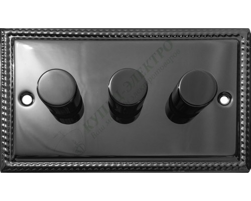 Светорегулятор трёхклавишный проходной 250В. 500Вт LED 100Вт, серия Grant, цвет Черный никель