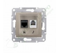 Розетка телефонная + компьютерная (RJ11 + RJ45) 5e, неэкранированная UTP, цвет титан, (арт.SDN5100168)