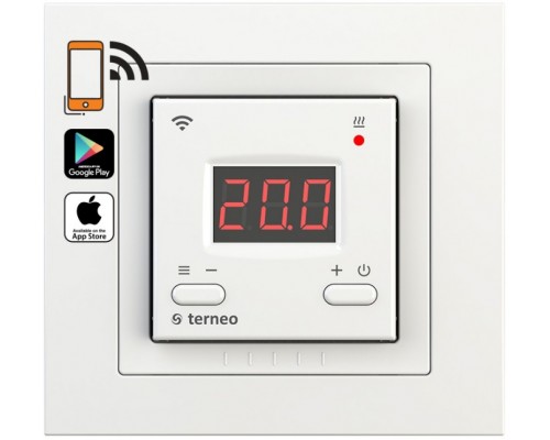 Терморегулятор Terneo ax unic с выносным датчиком температуры Wi-Fi и рамкой серии Unica, цвет белый