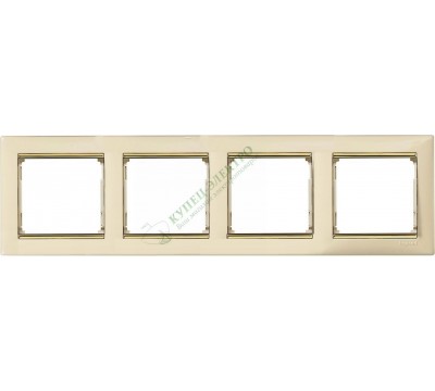 Рамка Valena 4 поста (арт. 774154), цвет: Слоновая кость/Золотой штрих