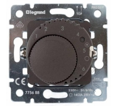 Термостат для тёплого пола со светодиодом LED, 16А, НО контакт, с лицевой панелью, цвет: Dark Bronze (арт. 775688)