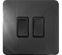 Выключатель/переключатель двухклавишный 10А-250В, серия Excellent, цвет Черный никель