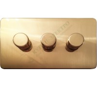 Светорегулятор трёхклавишный проходной 250В. 500Вт LED 100Вт, серия Excellent, цвет Матовая латунь