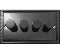 Светорегулятор четырёхклавишный проходной 250В. 500Вт LED 100Вт, серия Grant, цвет Черный никель