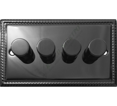 Светорегулятор четырёхклавишный проходной 250В. 500Вт LED 100Вт, серия Grant, цвет Черный никель