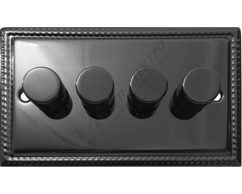 Светорегулятор четырёхклавишный проходной 250В. 500Вт LED 100Вт, серия Grant, цвет Черный никель