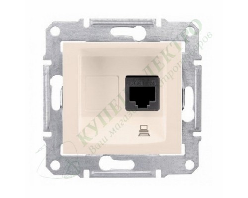 Розетка компьютерная (RJ45) 5e, неэкранированная UTP, цвет бежевый, (арт.SDN4300147)