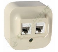 Розетка двойная телефон+компьютер RJ45+RJ11, цвет: Слоновая кость (арт. 782251)