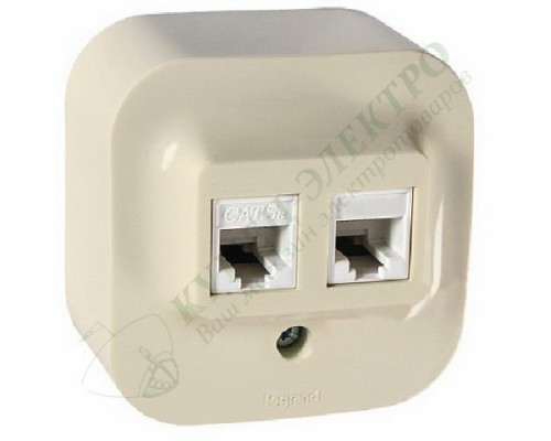 Розетка двойная телефон+компьютер RJ45+RJ11, цвет: Слоновая кость (арт. 782251)