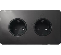 Розетка двойная с заземлением и шторкамии 16А-250В, серия Excellent, цвет Черный никель