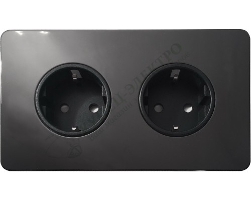 Розетка двойная с заземлением и шторкамии 16А-250В, серия Excellent, цвет Черный никель