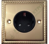 Розетка с заземлением и шторкамии16А-250В, серия Grant, цвет Матовая латунь
