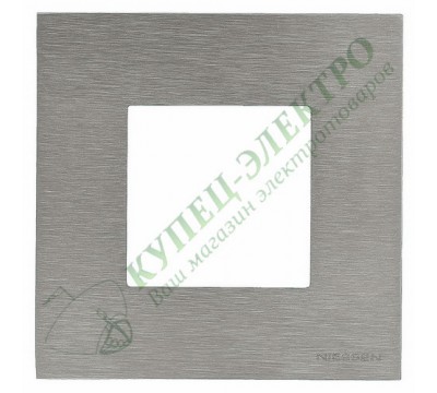 Рамка 1-постовая, 2-модульная, серия Zenit, натуральная сталь (арт. N2271 OX)