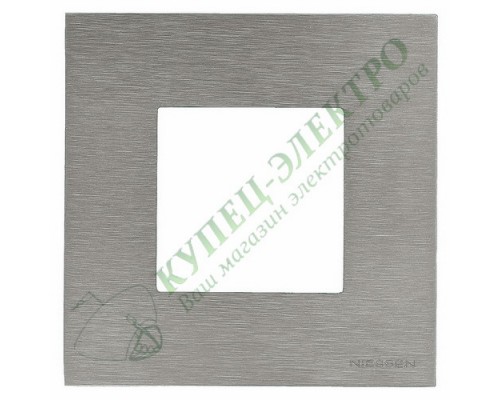 Рамка 1-постовая, 2-модульная, серия Zenit, натуральная сталь (арт. N2271 OX)