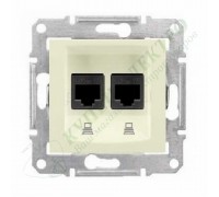 Розетка компьютерная (RJ45) двойная, 5e, неэкранированная UTP, цвет бежевый, (арт.SDN4400147)
