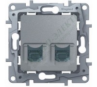 Розетка компьютерная (информационная) RJ11+RJ45 кат. 5UTP, цвет алюминий (арт. 672452)