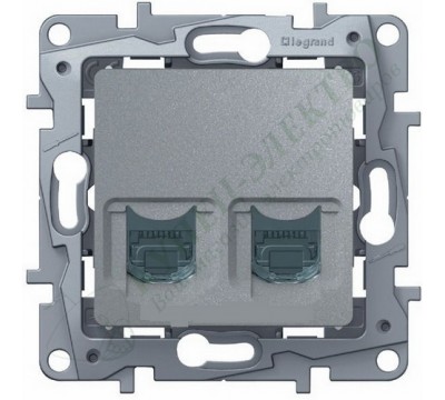 Розетка компьютерная (информационная) RJ11+RJ45 кат. 5UTP, цвет алюминий (арт. 672452)