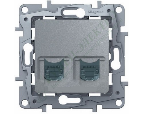 Розетка компьютерная (информационная) RJ11+RJ45 кат. 5UTP, цвет алюминий (арт. 672452)