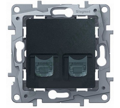 Розетка компьютерная (информационная) RJ11+RJ45 кат5UTP, цвет антрацит (арт. 672652)