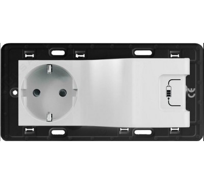 Valena IN MATIC Розетка комбинированная 2К+З 16А 250В/USB 1000мА, с лицевой панелью. Цвет: Белый (арт. 753110)