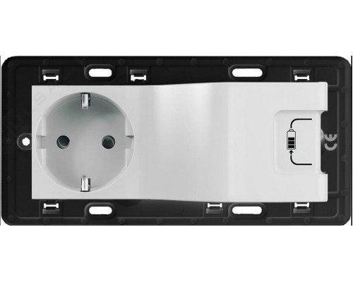 Valena IN MATIC Розетка комбинированная 2К+З 16А 250В/USB 1000мА, с лицевой панелью. Цвет: Белый (арт. 753110)