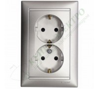 Valena Розетка силовая двойная 2X2К+З в сборе, цвет: Алюминий (арт. 770100)