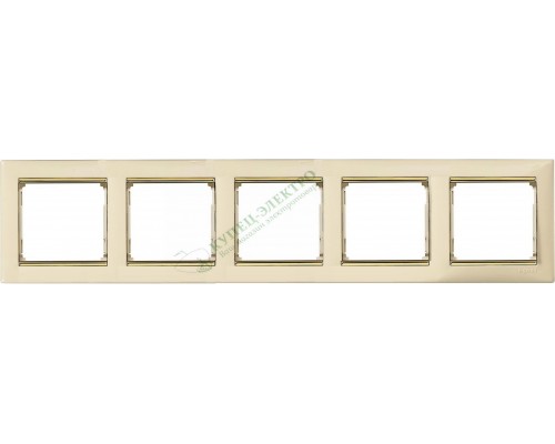 Рамка Valena 5 постов (арт. 774155), цвет: Слоновая кость/Золотой штрих