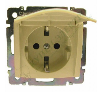 Valena Розетка силовая 2К+З с откидной крышкой 16А,250V, цвет: Слоновая кость (арт. 774322)