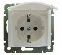 Valena Розетка силовая 2К+З с откидной крышкой 16А,250V, цвет: Белый (арт. 774322)