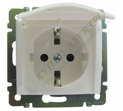Valena Розетка силовая 2К+З с откидной крышкой 16А,250V, цвет: Белый (арт. 774322)