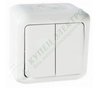 Переключатель двухклавишный IP44, 10А, цвет: Белый (арт. 782301)