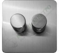 Светорегулятор двухклавишный проходной 250В. 500Вт LED 100Вт, серия Excellent, цвет Матовая сталь