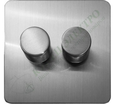 Светорегулятор двухклавишный проходной 250В. 500Вт LED 100Вт, серия Excellent, цвет Матовая сталь