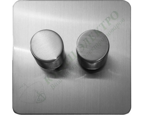 Светорегулятор двухклавишный проходной 250В. 500Вт LED 100Вт, серия Excellent, цвет Матовая сталь