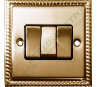 Выключатель/переключатель трёхклавишный 10А-250В, серия Grant, цвет Матовая латунь