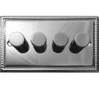 Светорегулятор четырёхклавишный проходной 250В. 500Вт LED 100Вт, серия Grant, цвет Полированая сталь