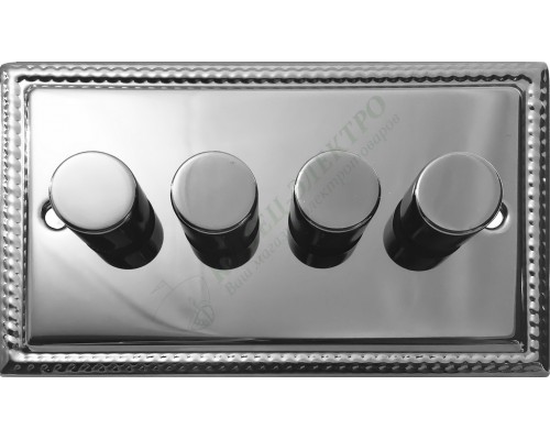 Светорегулятор четырёхклавишный проходной 250В. 500Вт LED 100Вт, серия Grant, цвет Полированая сталь