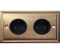 Розетка двойная с заземлением и шторкамии 16А-250В, серия Grant, цвет Матовая латунь