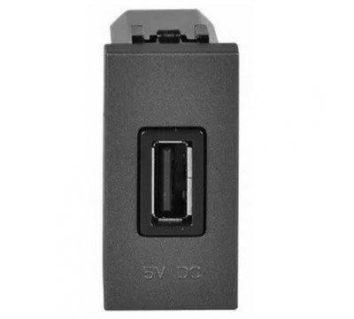Механизм USB зарядного устройства, 1М, 750 мА, серия Zenit, цвет антрацит (арт. N2185 AN)