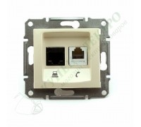 Розетка телефонная + компьютерная (RJ11 + RJ45) 5e, неэкранированная UTP, цвет бежевый, (арт.SDN5100147)