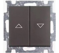 Basic 55 Выключатель для жалюзи в сборе с лицевой панелью, 1 полюс, с фиксацией (с механической блокировкой клавиш), цвет: Chateau-черный (2006/4 UC-95-507)