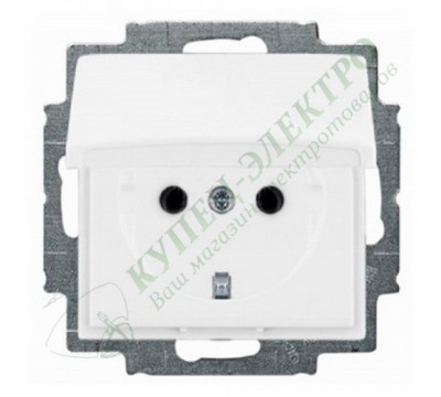 Basic 55 Розетка силовая SCHUKO 2К+З, 16А, 250В, с крышкой, цвет: Альпийский белый (20 EUK-94-507)