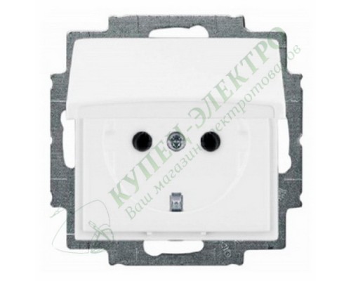 Basic 55 Розетка силовая SCHUKO 2К+З, 16А, 250В, с крышкой, цвет: Альпийский белый (20 EUK-94-507)