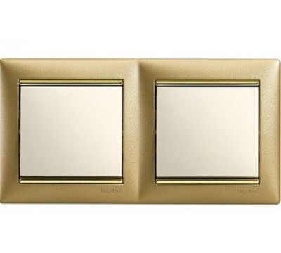 Рамка Valena 2 поста (арт. 770302), цвет: Матовое золото