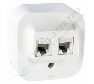 Розетка телефон+компьютер RJ11+RJ45, цвет: Белый (арт. 782221)